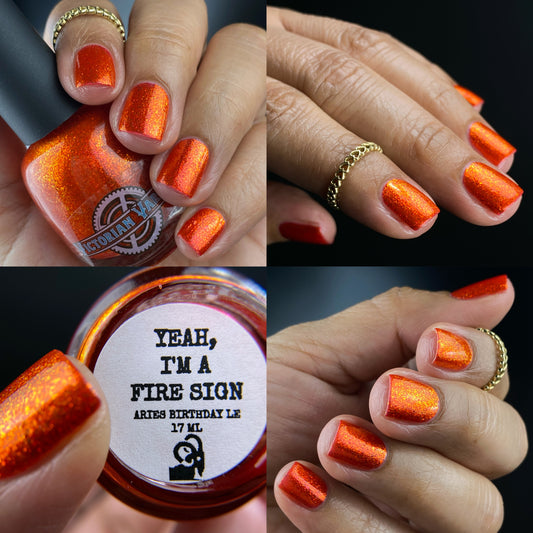 <p><span style="font-weight: 400;">A bright red jelly base loaded with an intense fiery large particle shimmer flakie that range from orange/peach/pink/gold. You don’t have to be a fire sign to fall in love with this hot shimmer!</span></p> <p>&nbsp;</p>