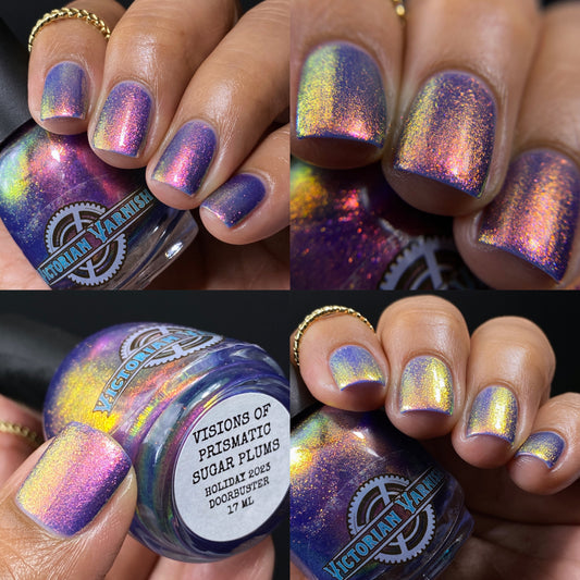  This one is shifty sister polish to Kaleidoscopic - purple jelly base with indigo undertones and intense prismatic shimmers that range all through the rainbow
